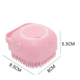 Dog Bath Brush, Pet Massage Brush Shampoo Dispenser, Soft Silicone Brush Rubber Bristle for Dog Grooming Brush Pet Accessories