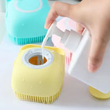Dog Bath Brush, Pet Massage Brush Shampoo Dispenser, Soft Silicone Brush Rubber Bristle for Dog Grooming Brush Pet Accessories