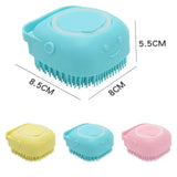 Dog Bath Brush, Pet Massage Brush Shampoo Dispenser, Soft Silicone Brush Rubber Bristle for Dog Grooming Brush Pet Accessories